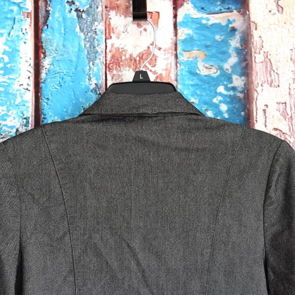 Women's STAR CCC Button Blazer Collared V-Neck Shoulder Pads MEDIUM Dark Gray - Picture 6 of 10